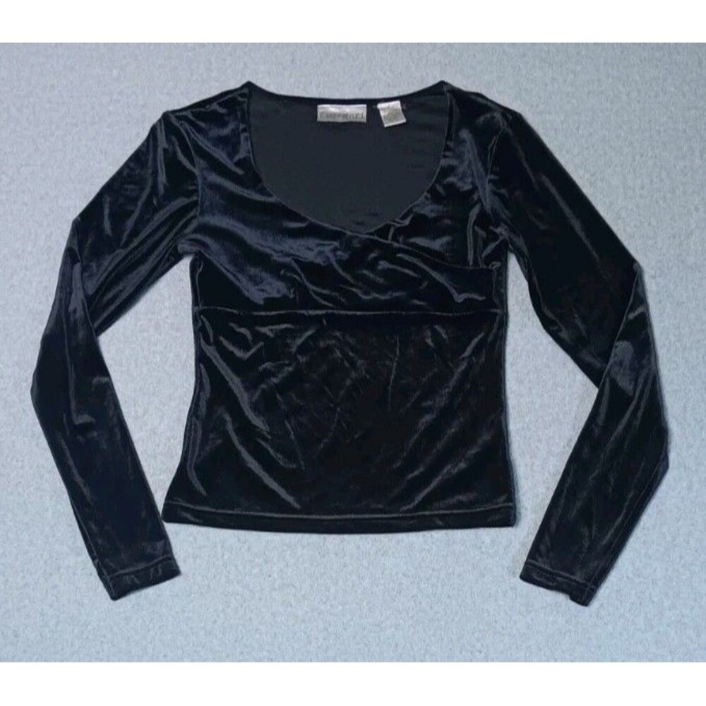 VTG 90s Currants Sweetheart Neckline Velvet M Black Whimsigoth Witchy Coquette
